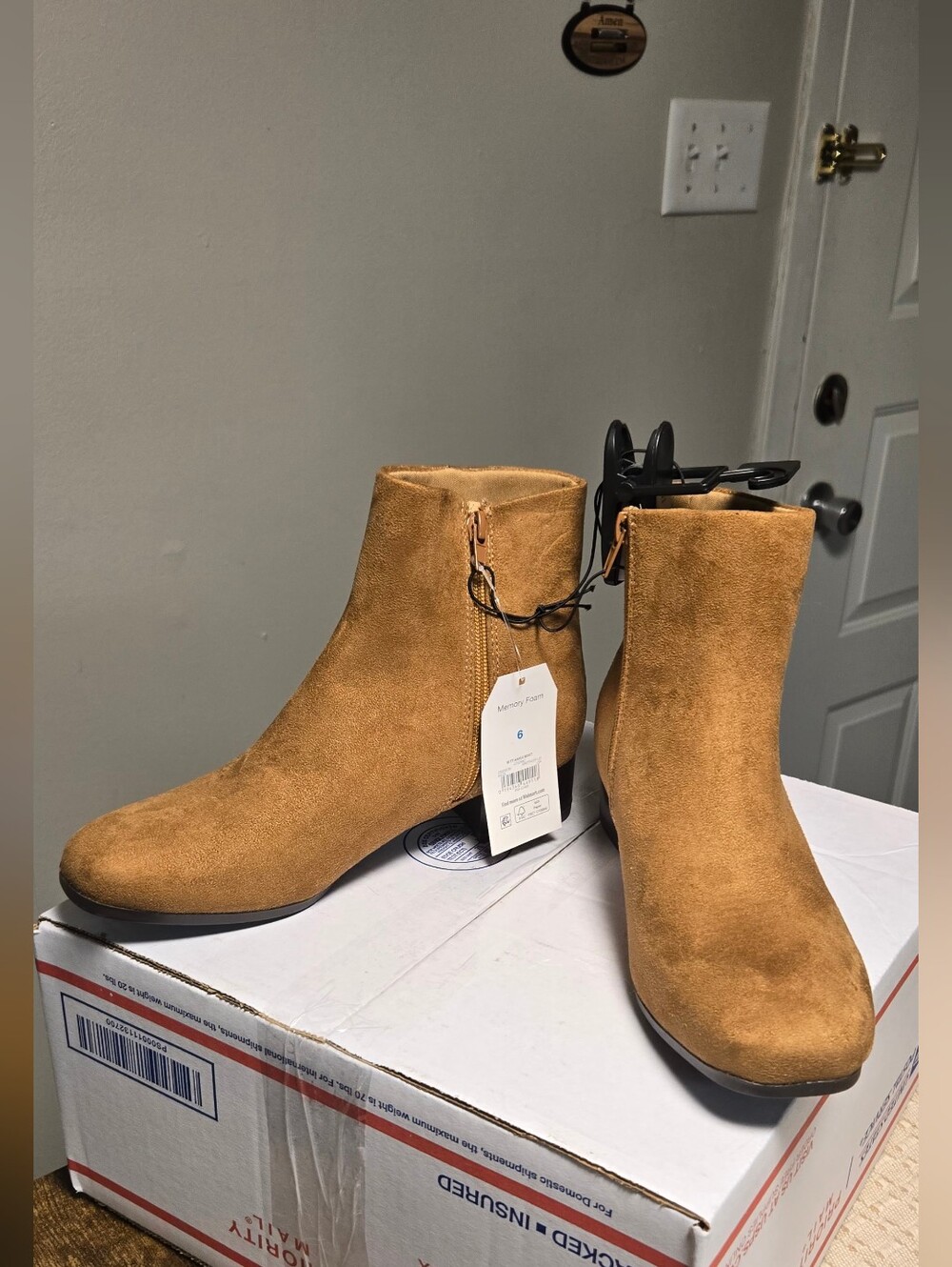 Time and Tru Tan Suede Ankle Booties